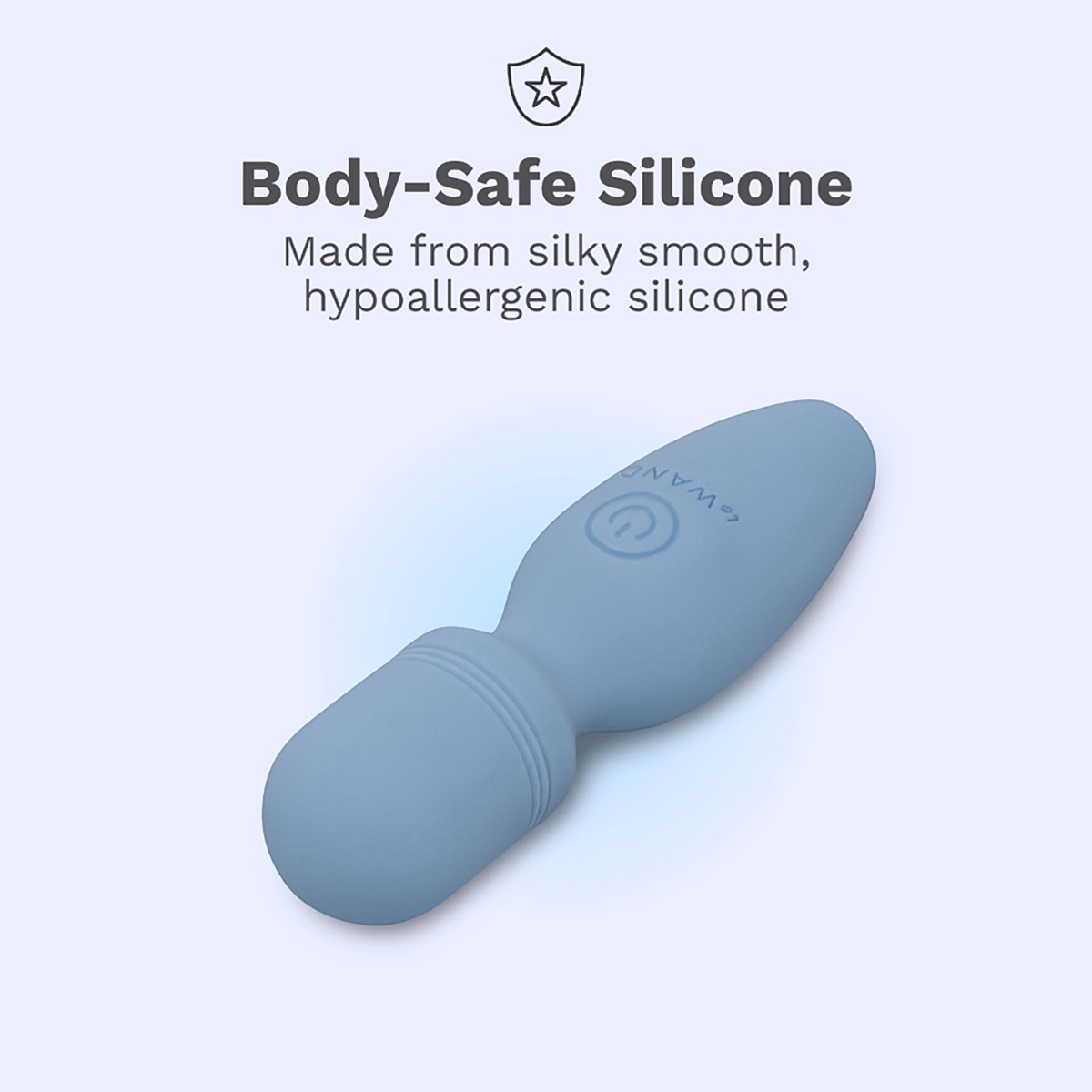 Angled view of the  Le-Wand vibrator designed for intimate use