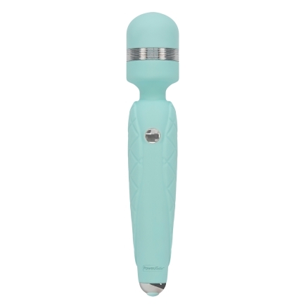 Teal BMS vibrator Pillow Talk Cheeky shown in hand for scale