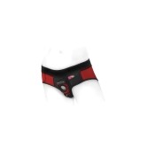 Best SpareParts Tomboi Harness Red/Black Nylon - XXS dildo panties made by SpareParts HardWear on sale at herVibrators.com