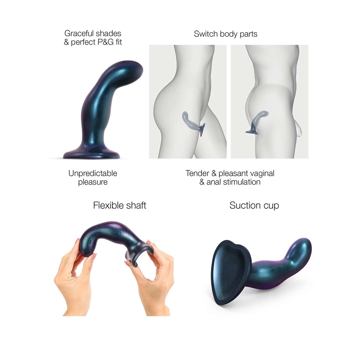 Strap On Me Snaky Dil Medium Metallic Blue dildo made by Strap-On-Me on sale at herVibrators.com