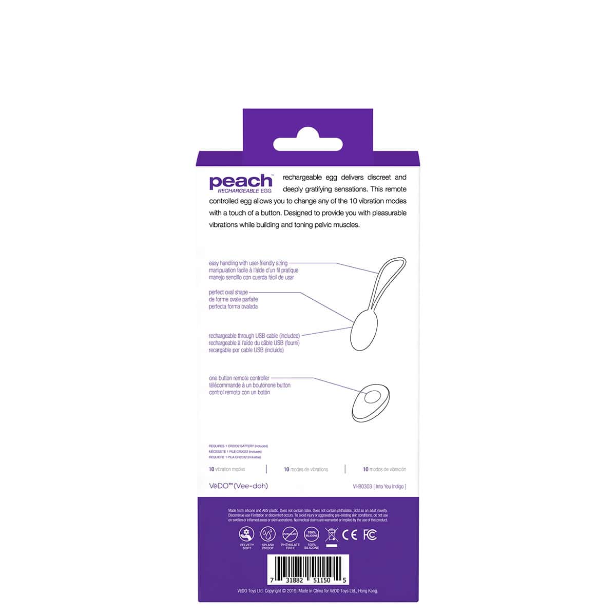 Buy VeDO Peach Egg Indigo kegel exercise device for pelvic floor muscle strengthening.