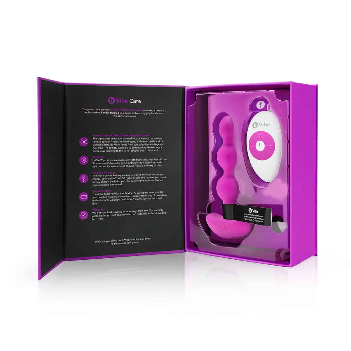 Buy a B-Vibe Triplet Beads  Fuchsia vibrator.