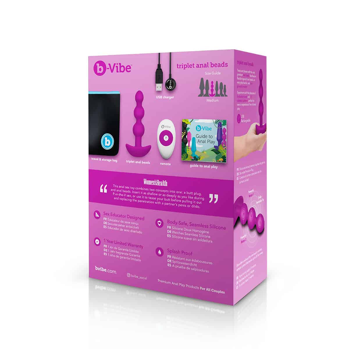 Buy a B-Vibe Triplet Beads  Fuchsia vibrator.