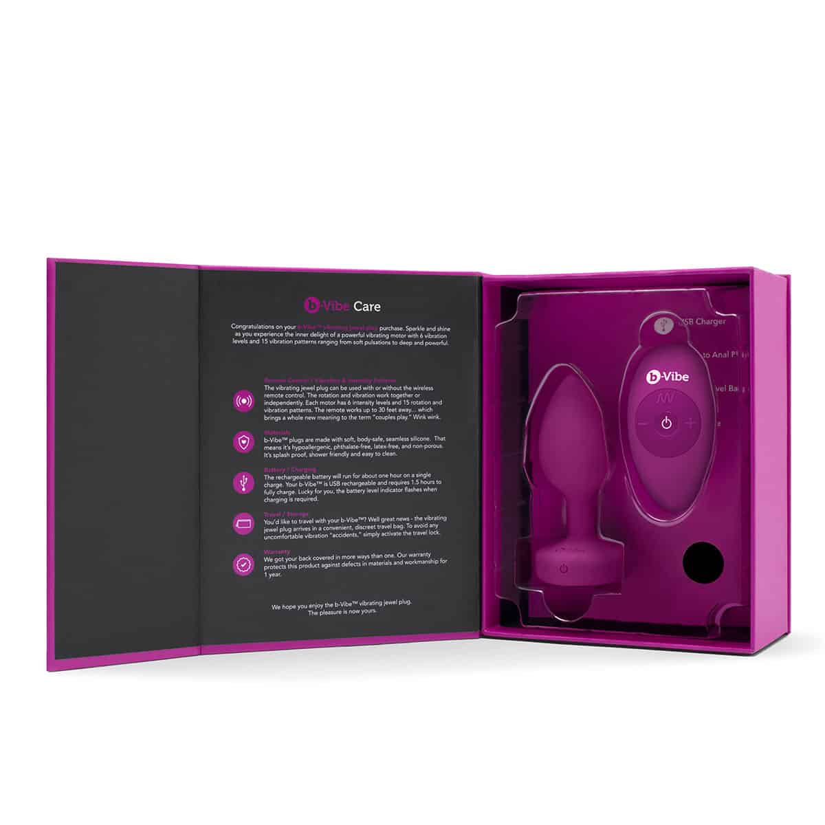 Buy a B-Vibe Vibrating Jewel Plug Small-Medium  Fuchsia vibrator.