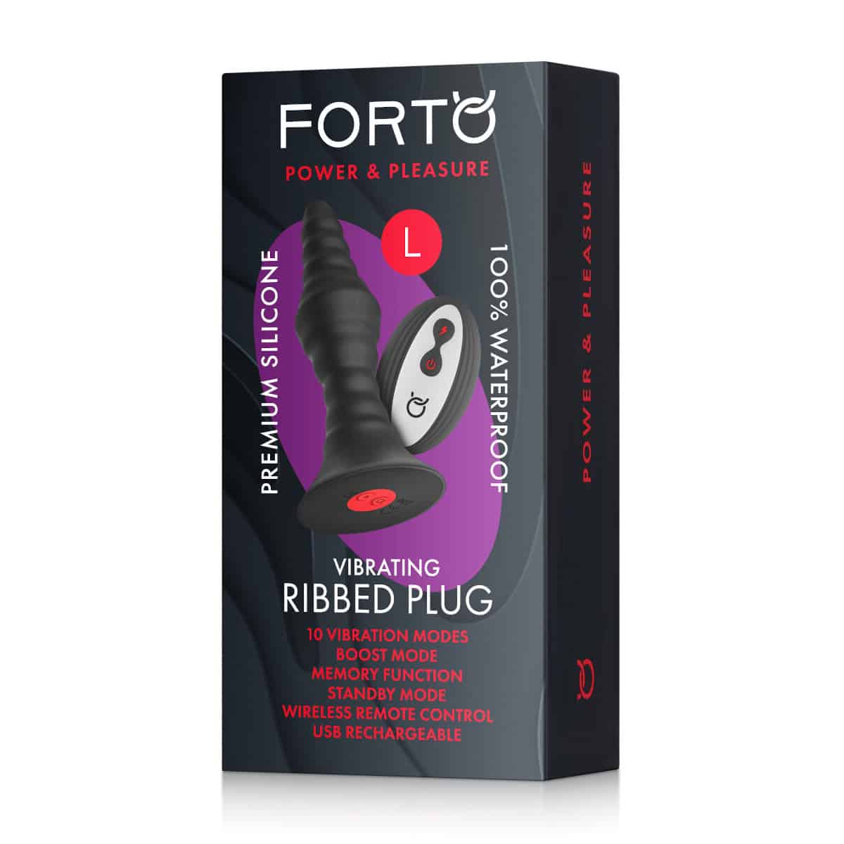 Buy a FORTO Vibrating Large Remote Ribbed Plug vibrator.