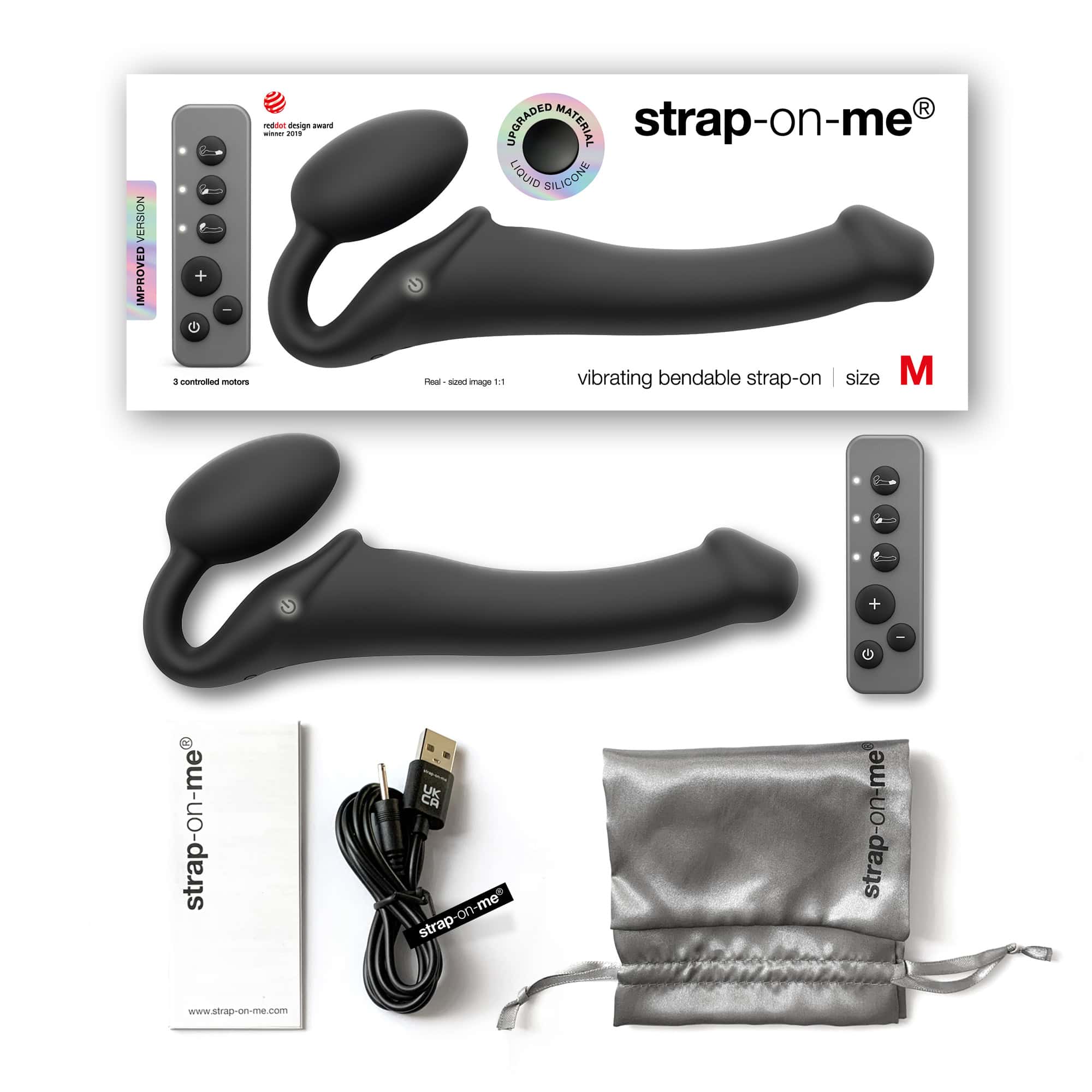 Buy a StrapOnMe Vibe Medium  Black vibrator.