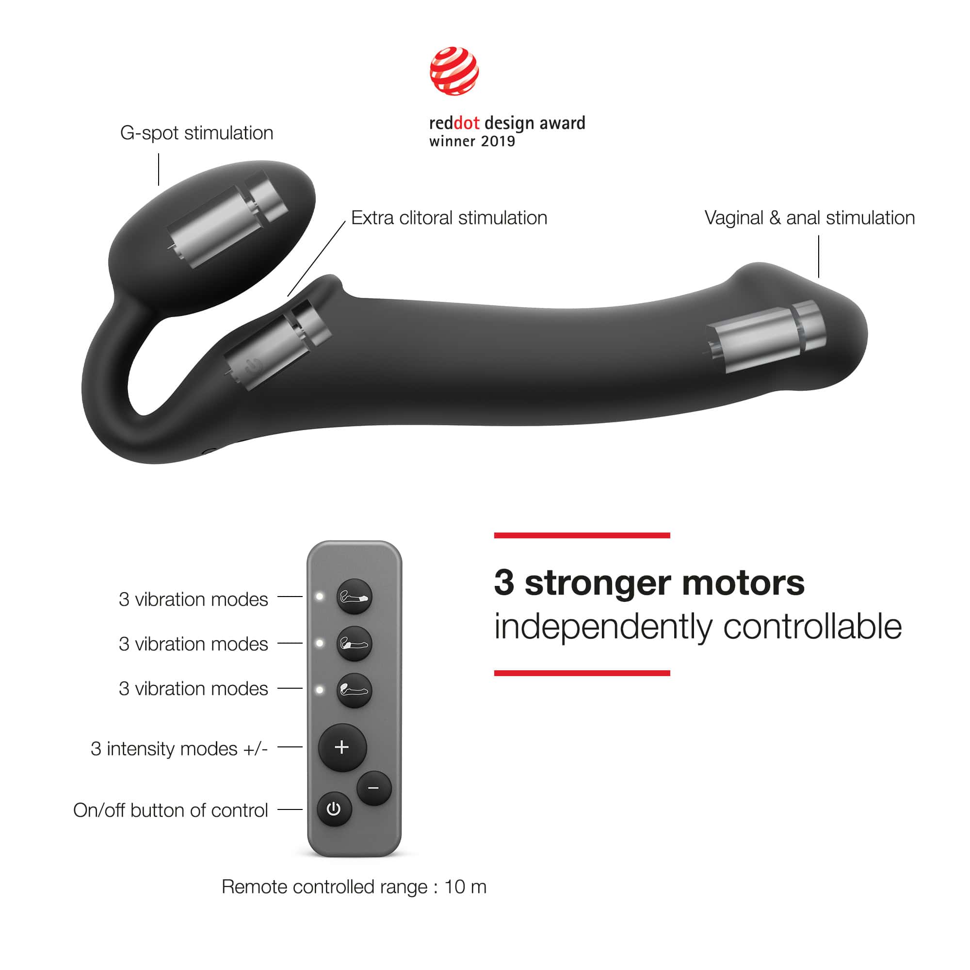 Buy a StrapOnMe Vibe XL  Black vibrator.