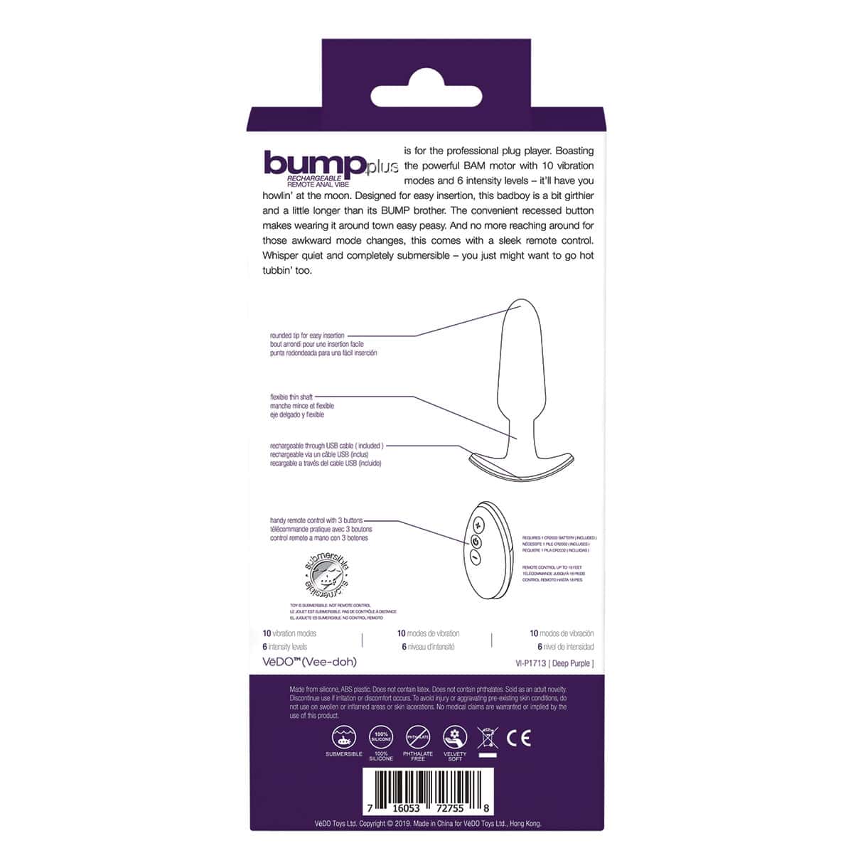 Buy a VeDO Bump PLUS Anal Vibe  Purple vibrator.