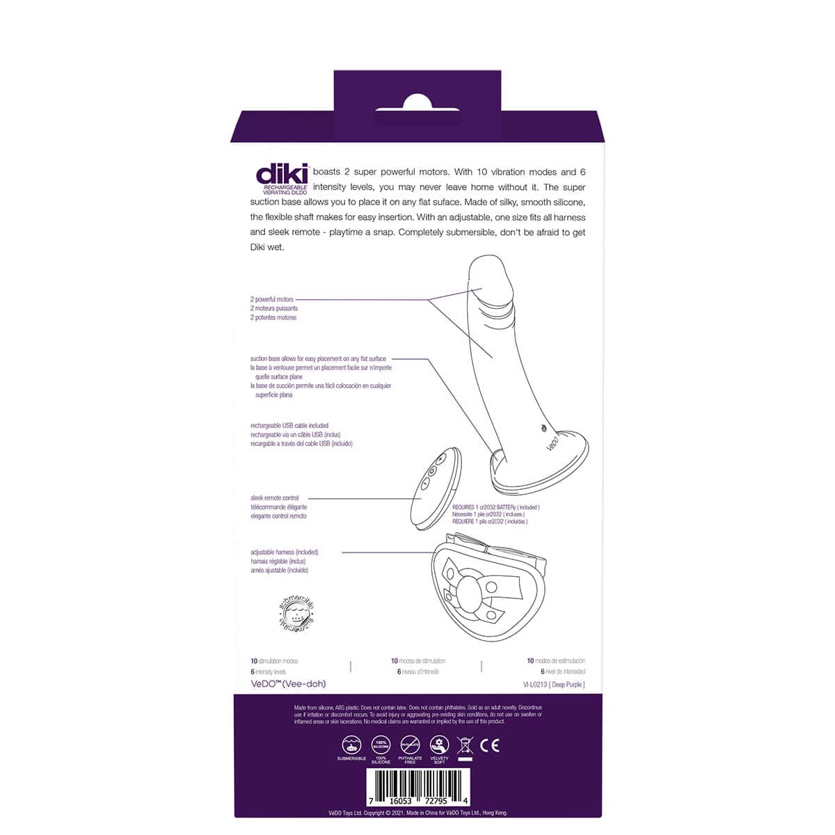 Buy a VeDO Diki Vibrating StrapOn  Purple vibrator.