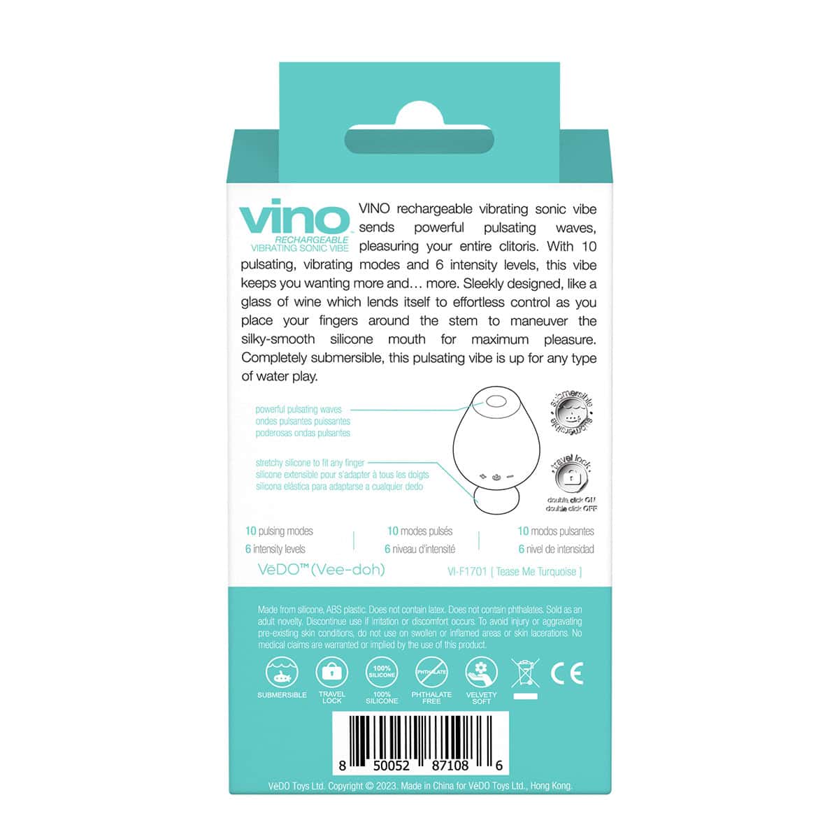 Buy a VeDO Vino Vibrating Sonic Vibe  Turquoise vibrator.