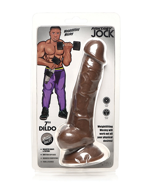 Shop Curve Toys Fantasy Jock Weightlifting Wesley 7" Dildo w/Balls - Dark online