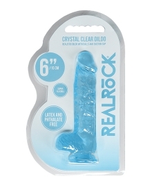 Shop Shots RealRock Realistic Crystal Clear 6" Dildo w/Balls - Blue online