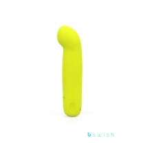 Yellow B Swish vibrator Bcute Classic Curve Infinite Citrus shown in hand for scale