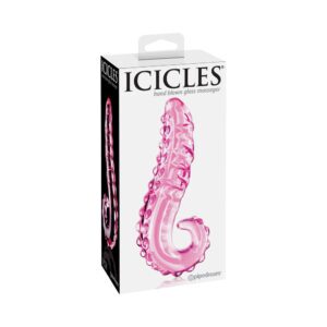 6 inch Dildo Pipedream Light Pink Icicles No. 24 Curved Textured Glass With Handle