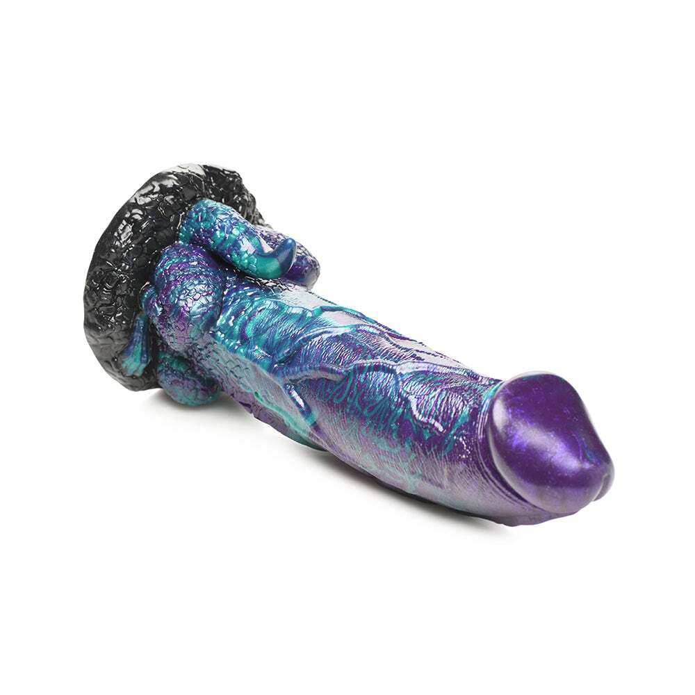 Dildo by XR Brands in Multi-Color displayed for pegging Him or Her