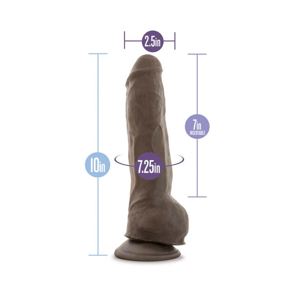 10 inch Dildo from Blush in Dark Brown pictured for anal pleasure for Her or Him