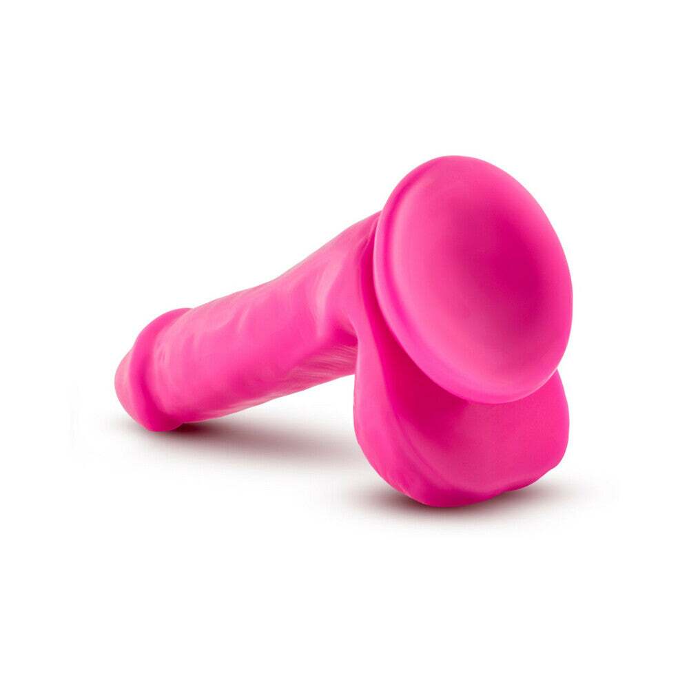 6 inch Dildo by Blush in Hot Pink Magenta Fuchsia shown for pegging Her or Him