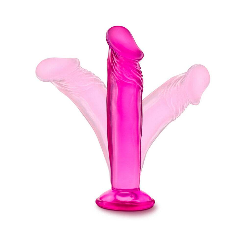 6 inch Dildo by Blush in Hot Pink Magenta Fuchsia displayed for pegging Him or Her