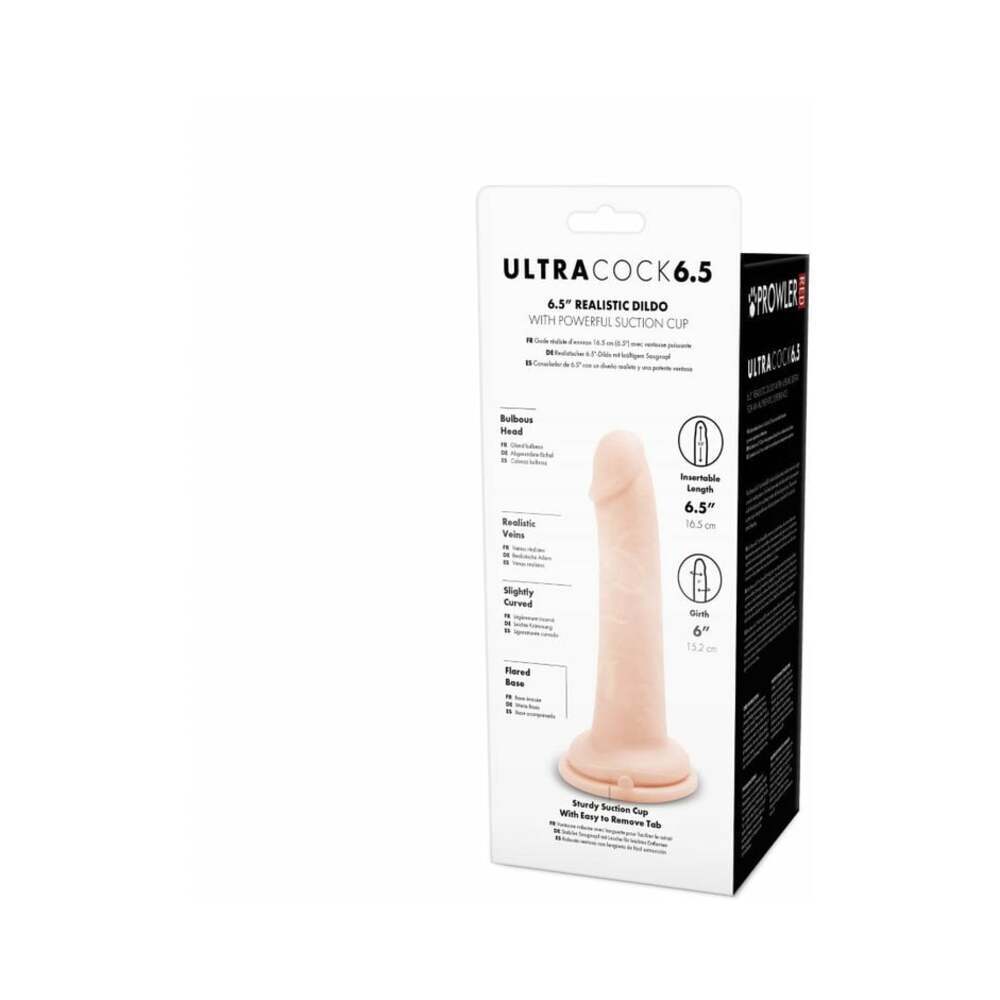 6.5 inch Dildo by Prowler RED in Vanilla Ivory Beige shown for pegging Her or Him