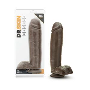 10.5 inch Dildo Blush Dark Brown Dr Skin Mr Mister Realistic with Balls