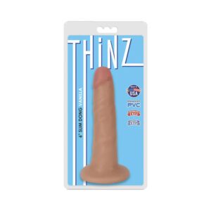 6 inch Dildo Curve Novelties Vanilla Ivory Beige Curve Toys Thinz Slim with Suction Cup Beige