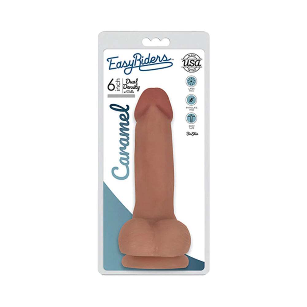 6 inch Dildo by Curve Novelties in Tan Light Brown Mocha shown for use by Her or Him