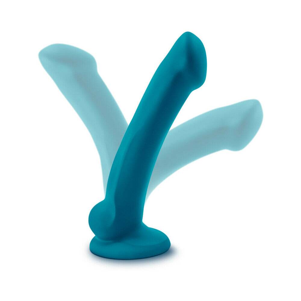 7 inch Dildo by Blush in Teal Turquoise Aqua displayed for pegging Him or Her
