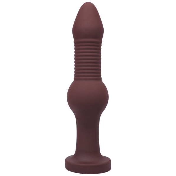 Dildo by Tantus in Wine Red Burgundy shown for use by Her or Him