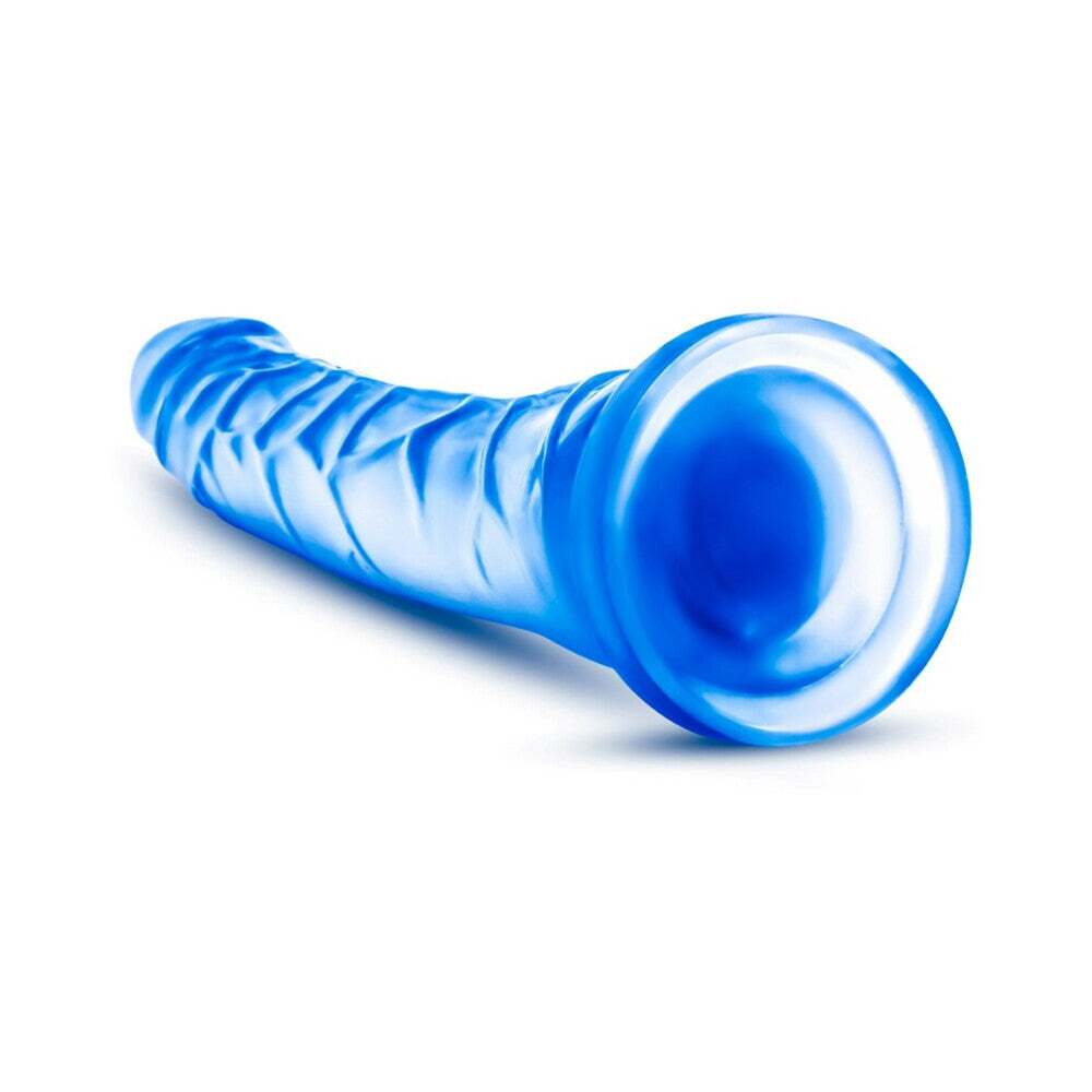 8.5 inch Dildo by Blush in Blue shown for pegging Her or Him