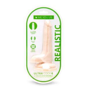 6 inch Dildo Me You Us Vanilla Ivory Beige Ultra Cock Realistic Dual Density with Balls Vanilla