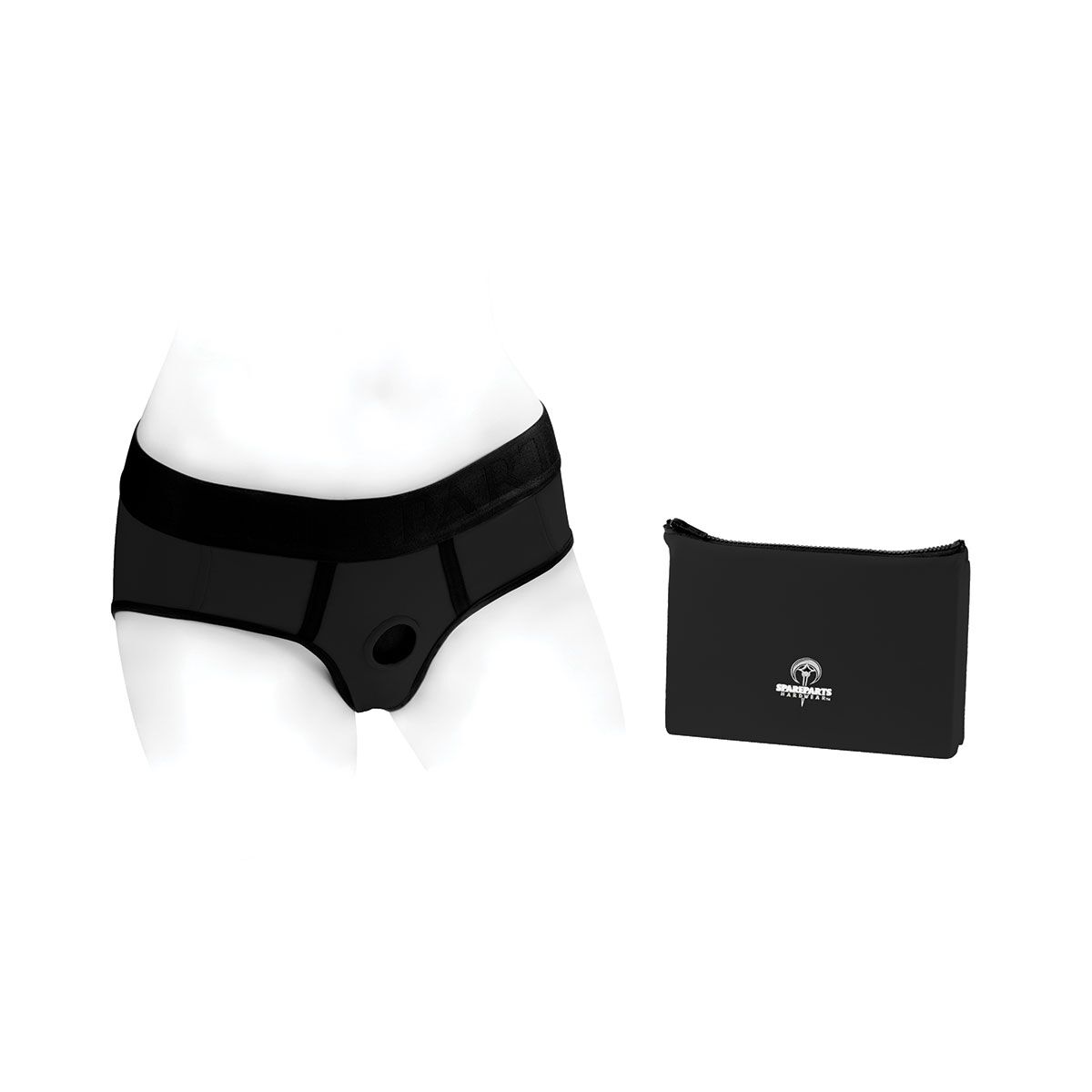 Best SpareParts Tomboi Harness Black/Black Nylon - XXS dildo panties made by SpareParts HardWear on sale at herVibrators.com