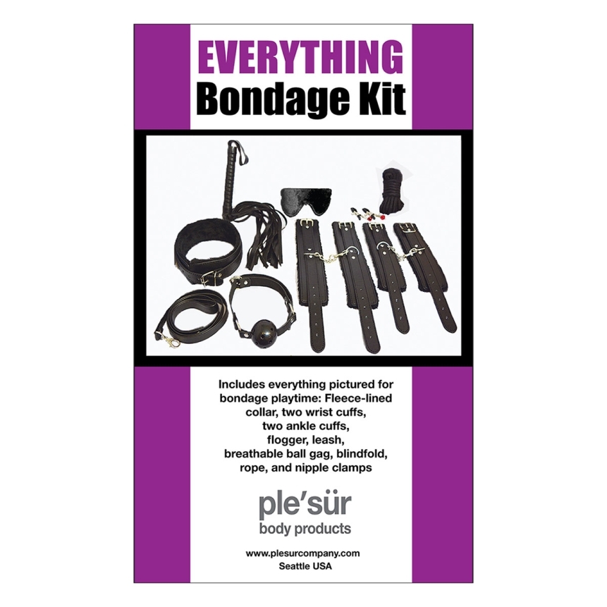 Everything bondage 12pc kit black luxury blindfold for adult sensory play
