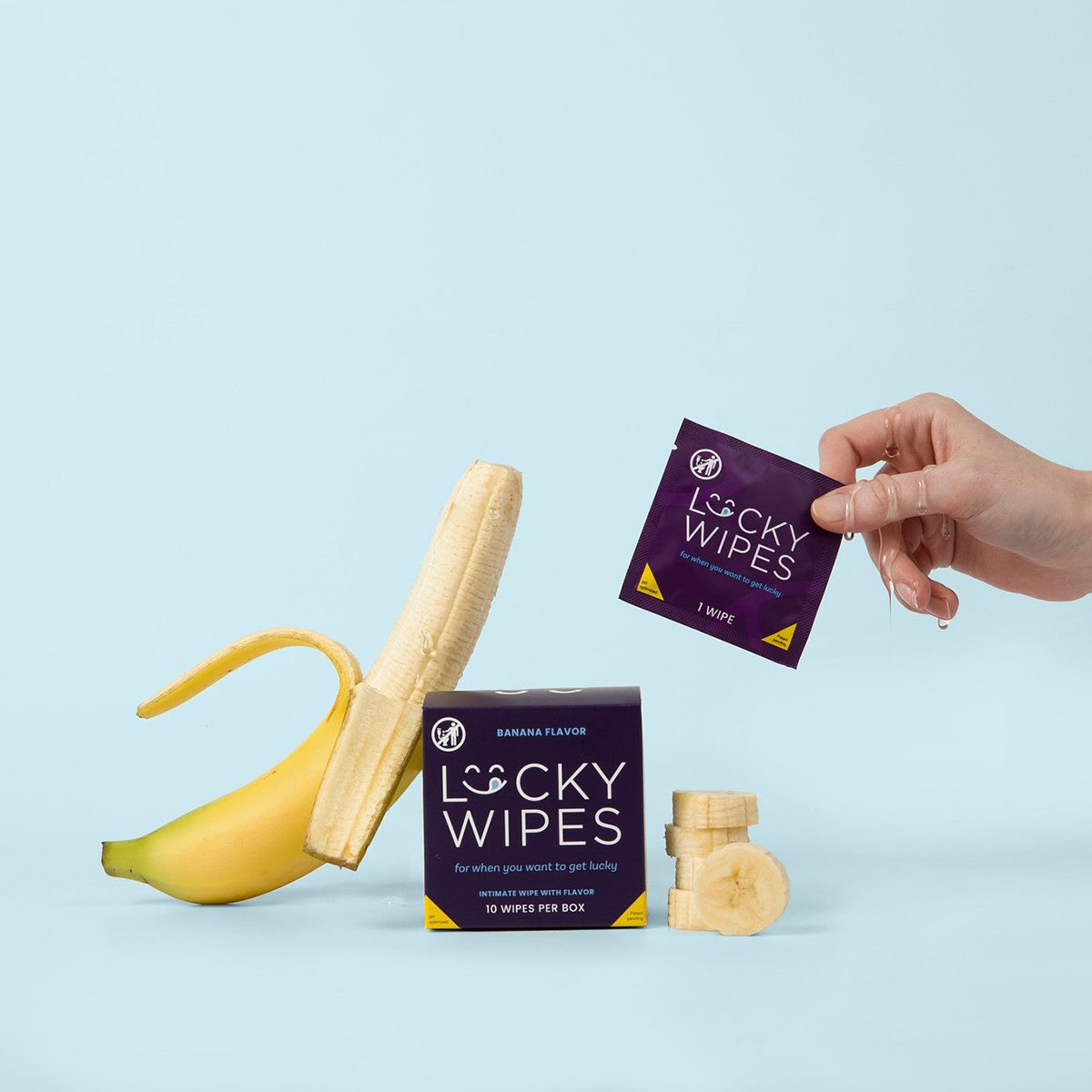 Sweetums Lucky Wipes Banana Flavor 10-Pack intimate cleansers and personal cleansing care by Sweetums.