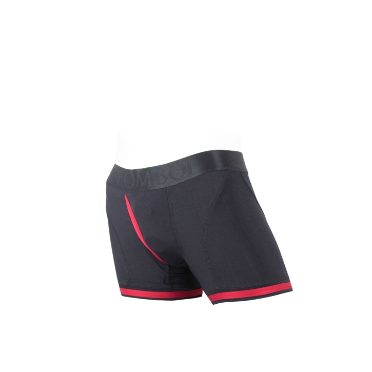 Best SpareParts Tomboii Black/Red Nylon - Small dildo panties made by SpareParts HardWear on sale at herVibrators.com