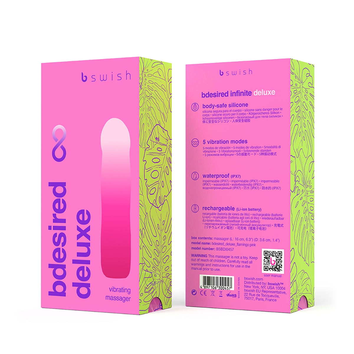 Close-up of the Pink B Swish vibrator for texture detail