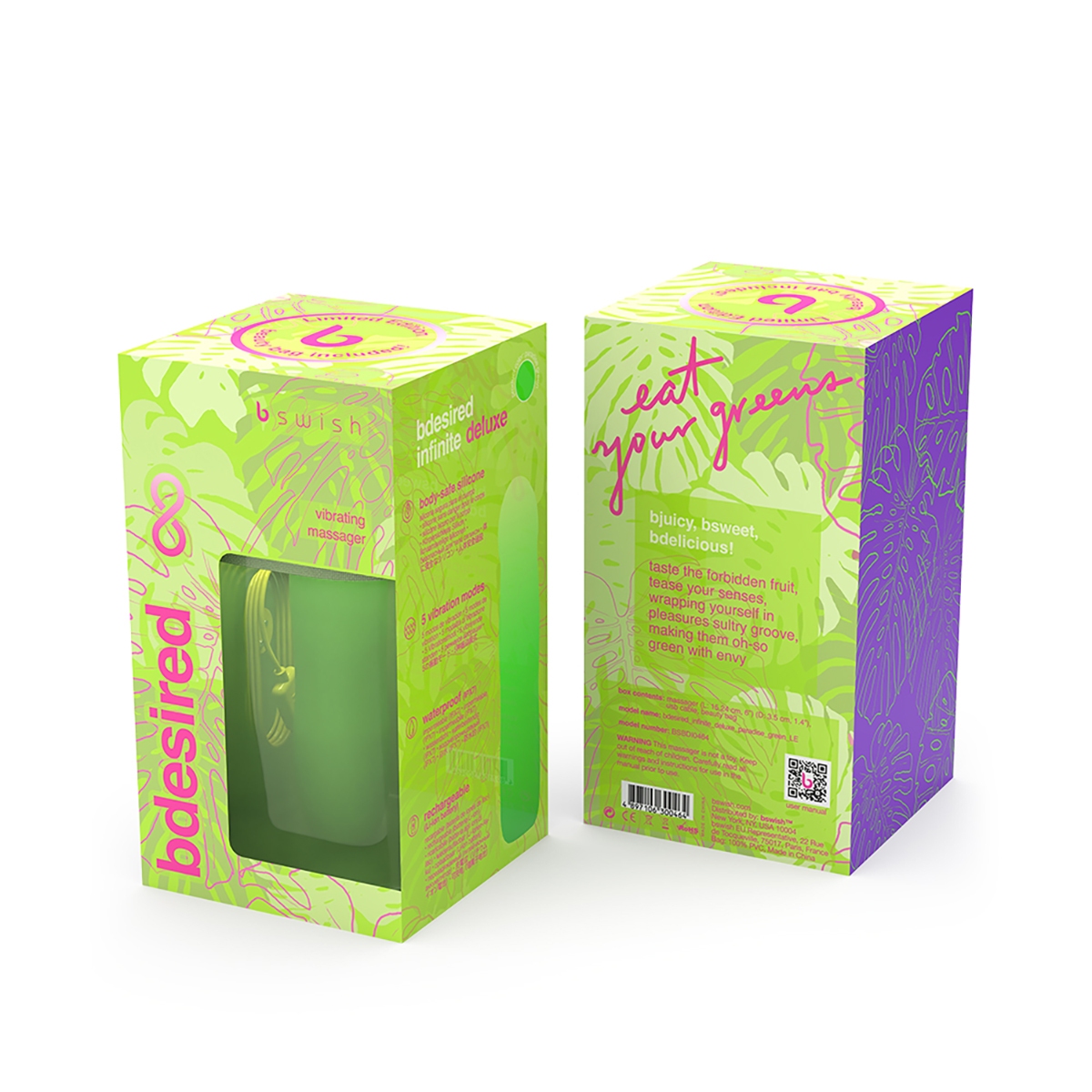 Close-up of the Green B Swish vibrator for texture detail
