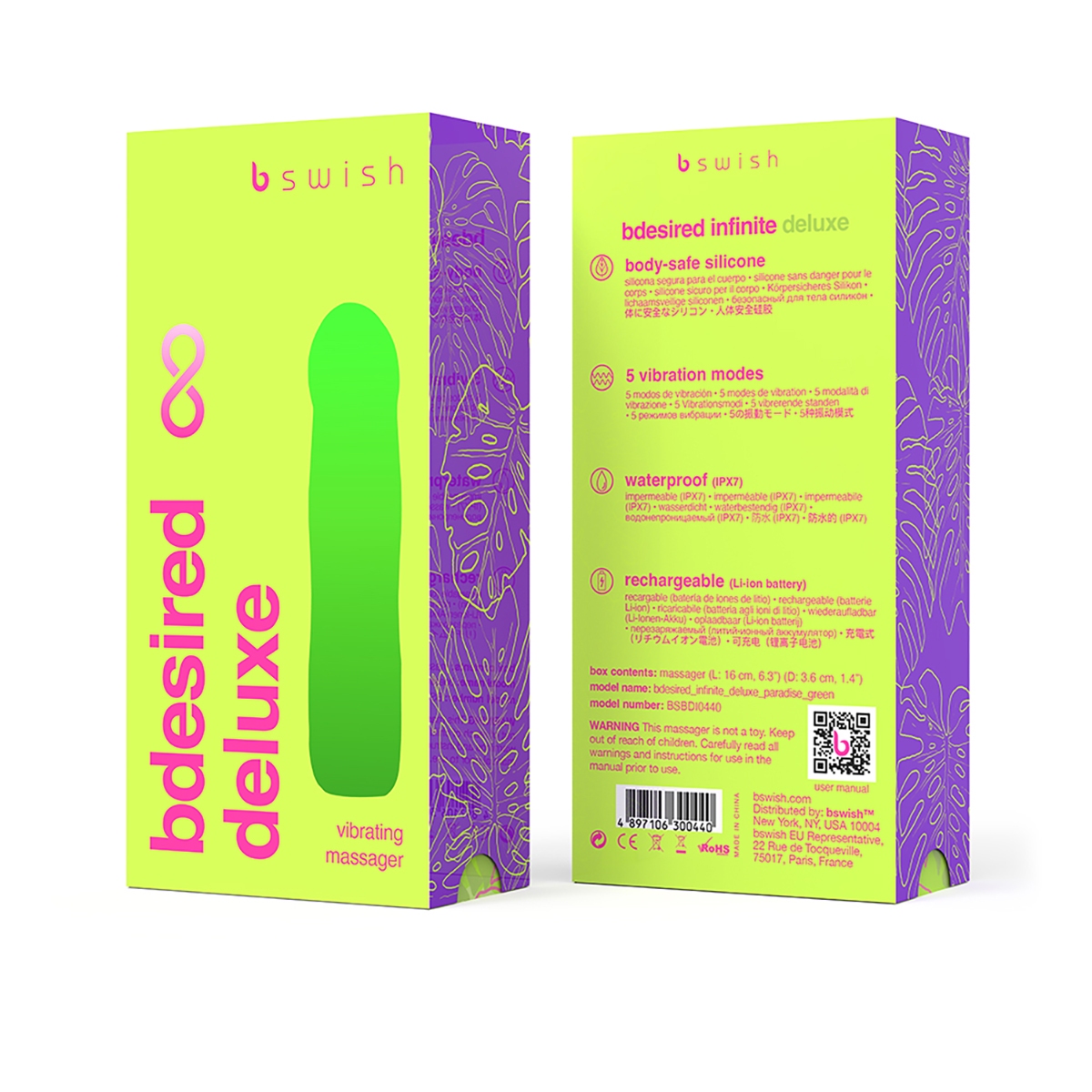 Close-up of the Green B Swish vibrator for texture detail
