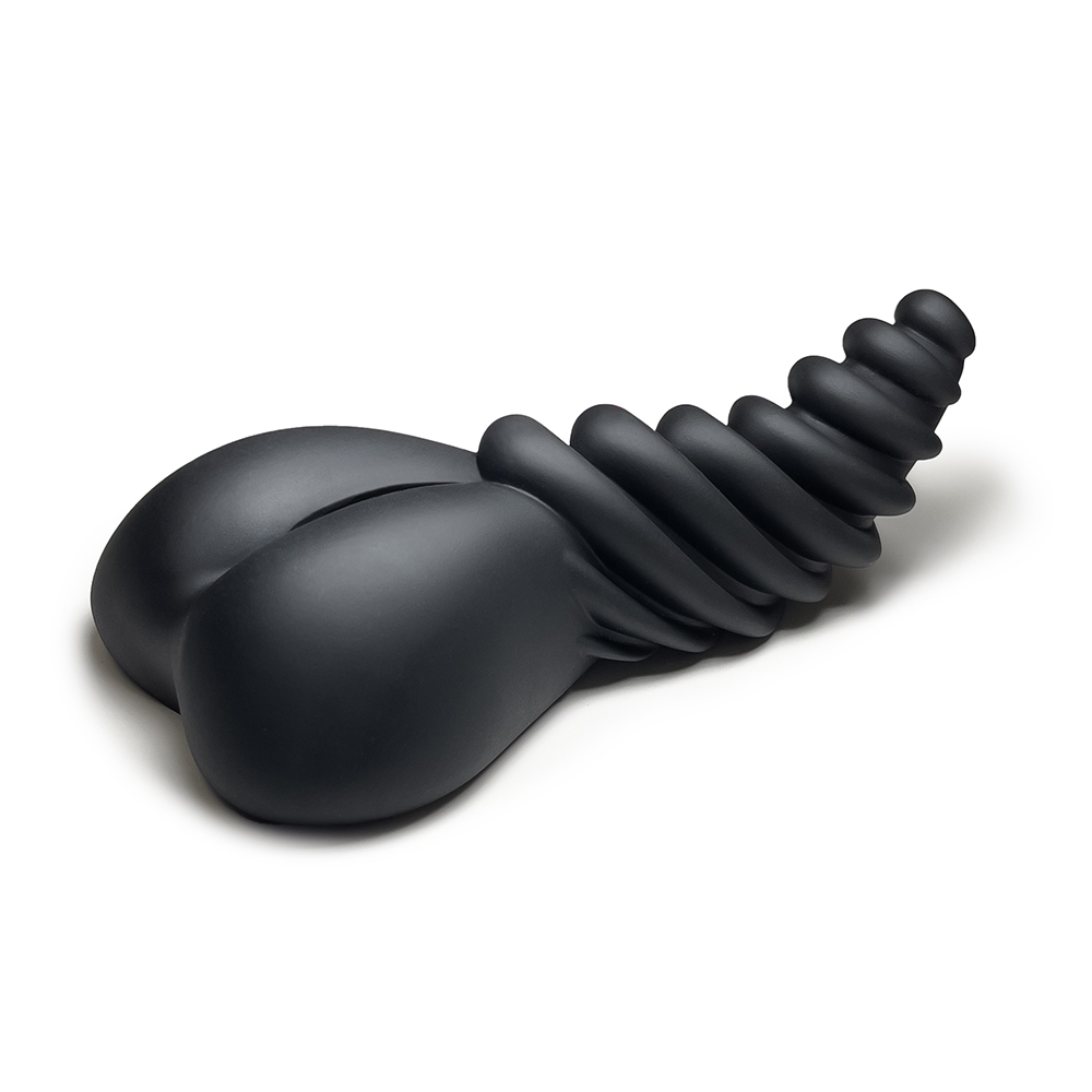 Close-up of the Black Banana Pants vibrator for texture detail