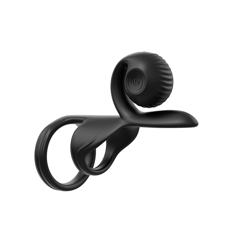 Black Snail Vibe vibrator SVibe Jovi Couples Ring shown in hand for scale