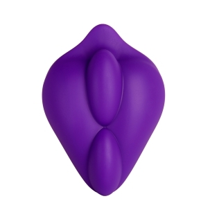 Purple Banana Pants vibrator BumpHer by shown in hand for scale