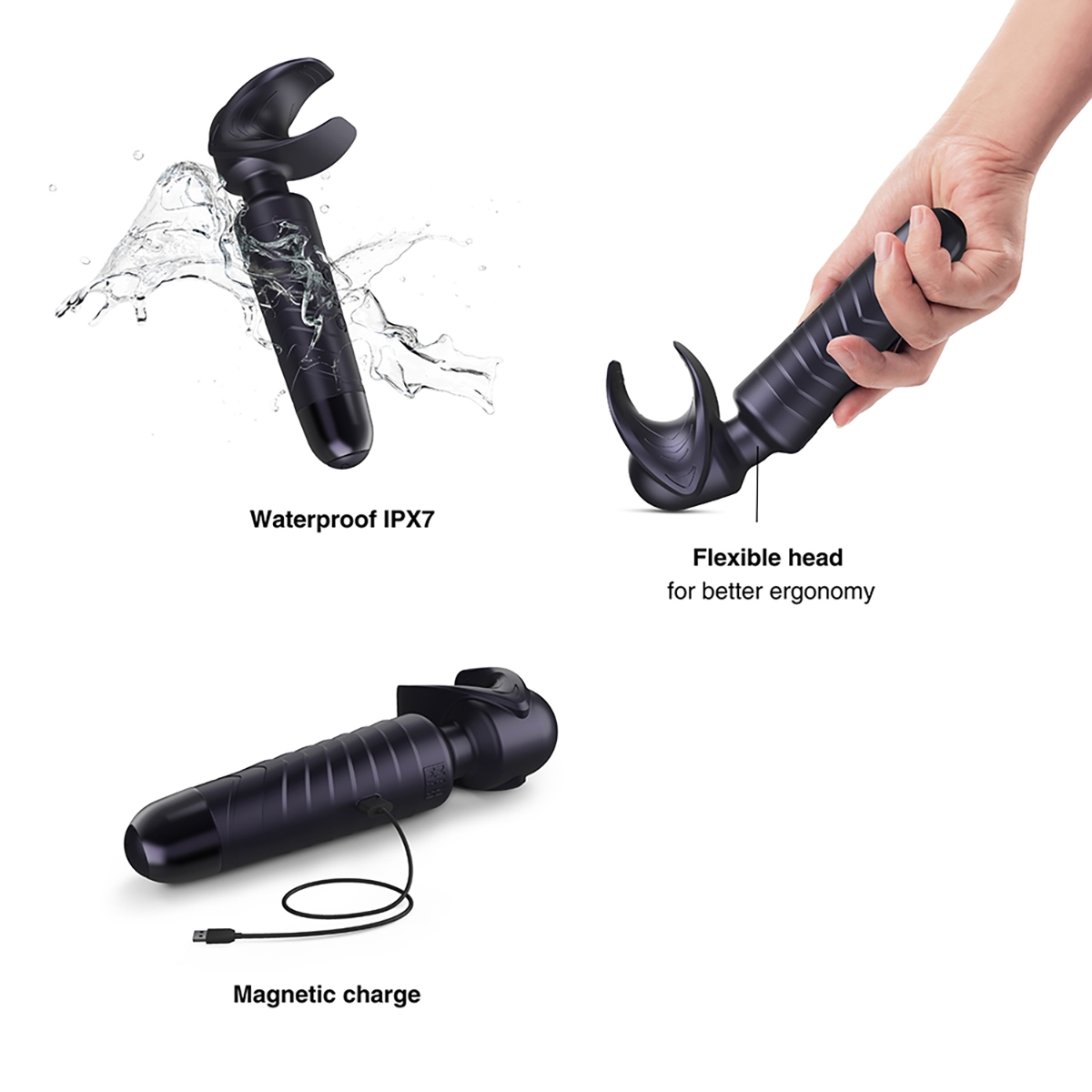 Product image of the Black Man Wand vibrator on clean background