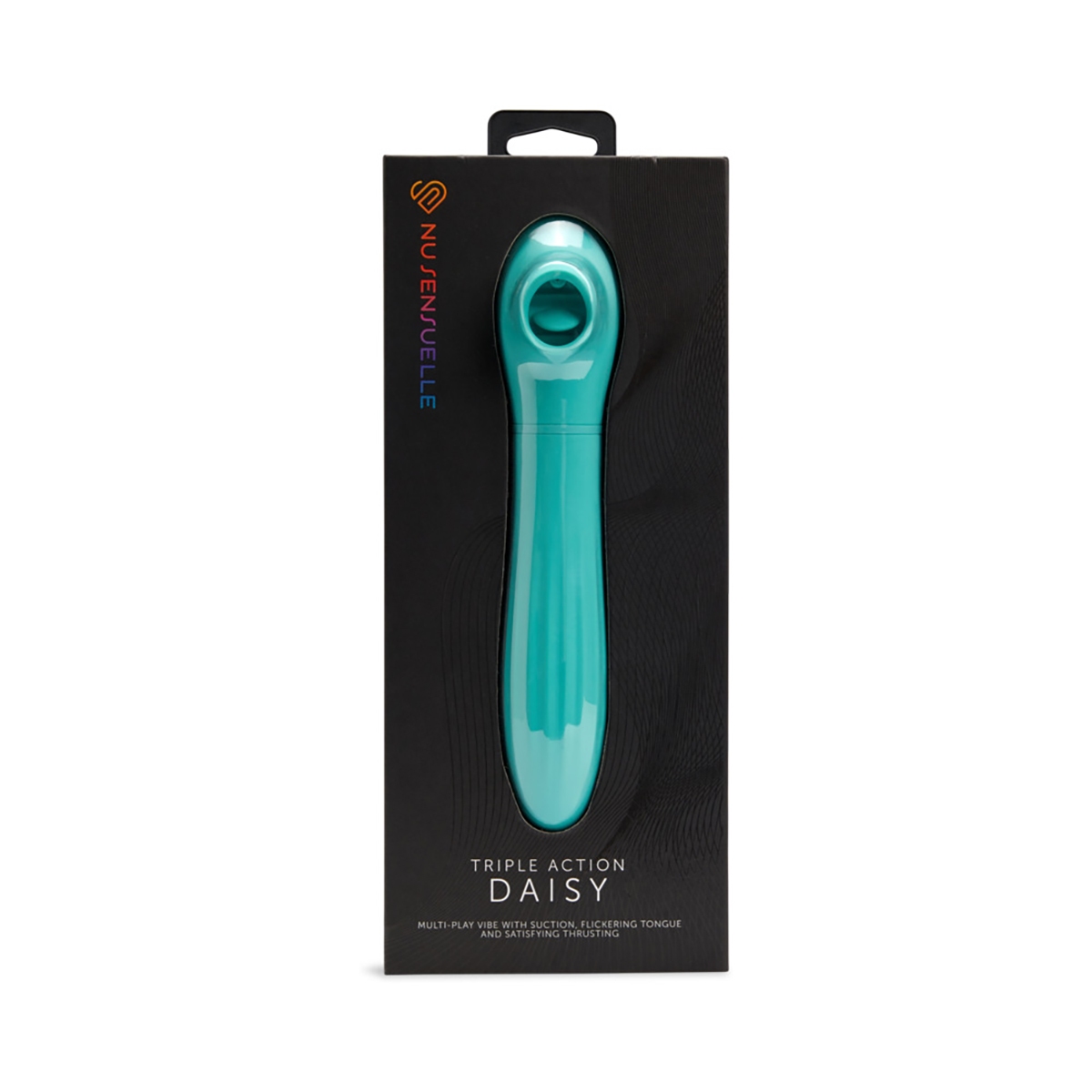 Angled view of the Blue Nu Sensuelle vibrator designed for intimate use