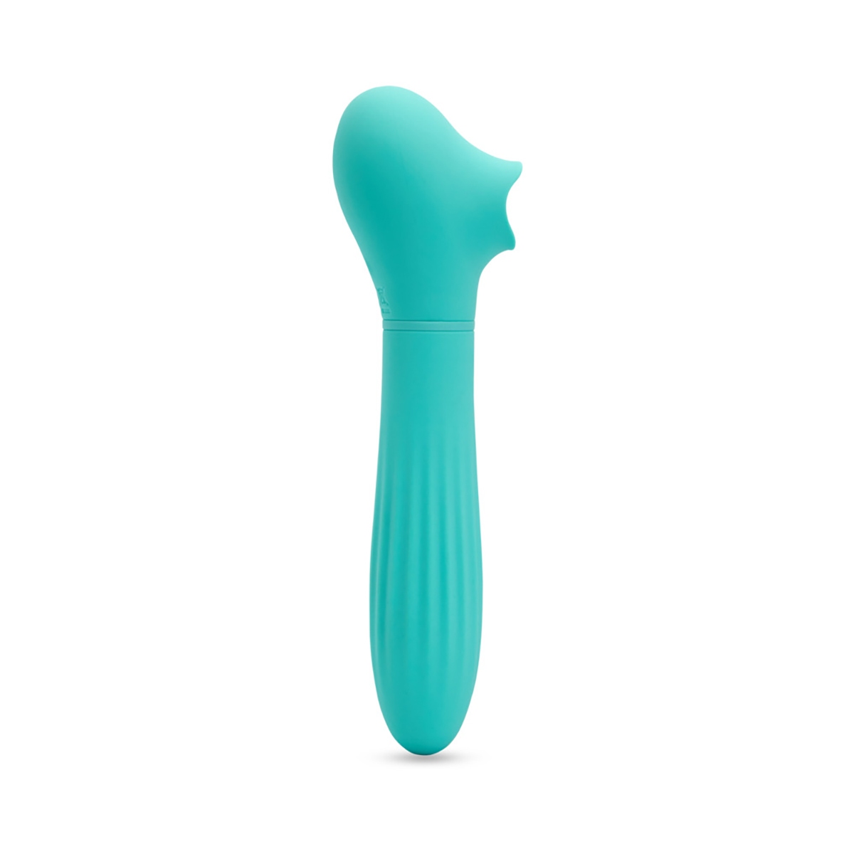 Blue Nu Sensuelle vibrator Triple Action Daisy Electric shown in hand for scale