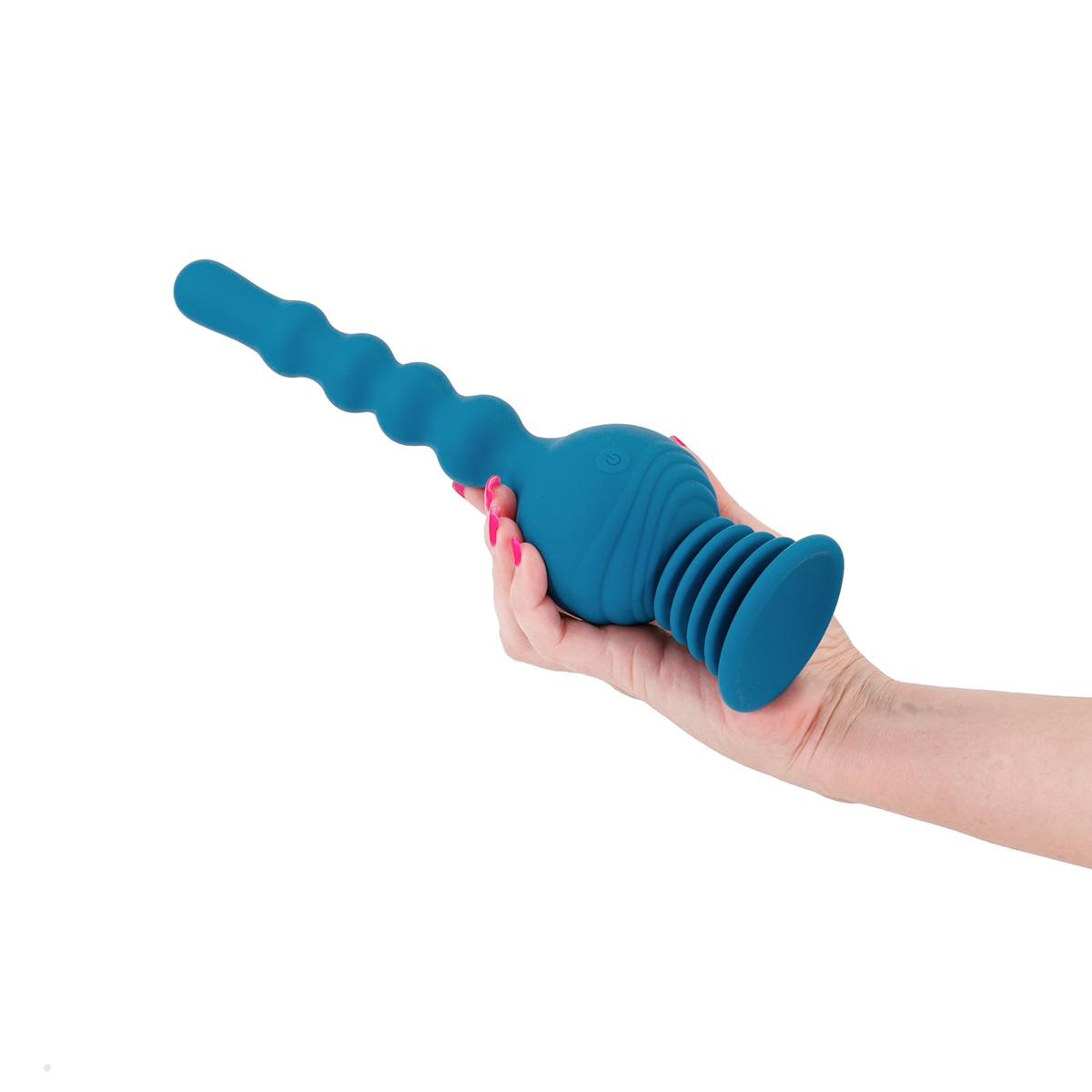 Close-up of the Teal NS Novelties vibrator for texture detail