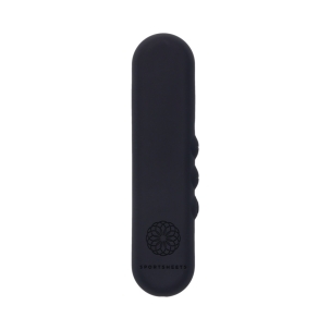 Black Sportsheets vibrator SS Pivot Flat shown in hand for scale