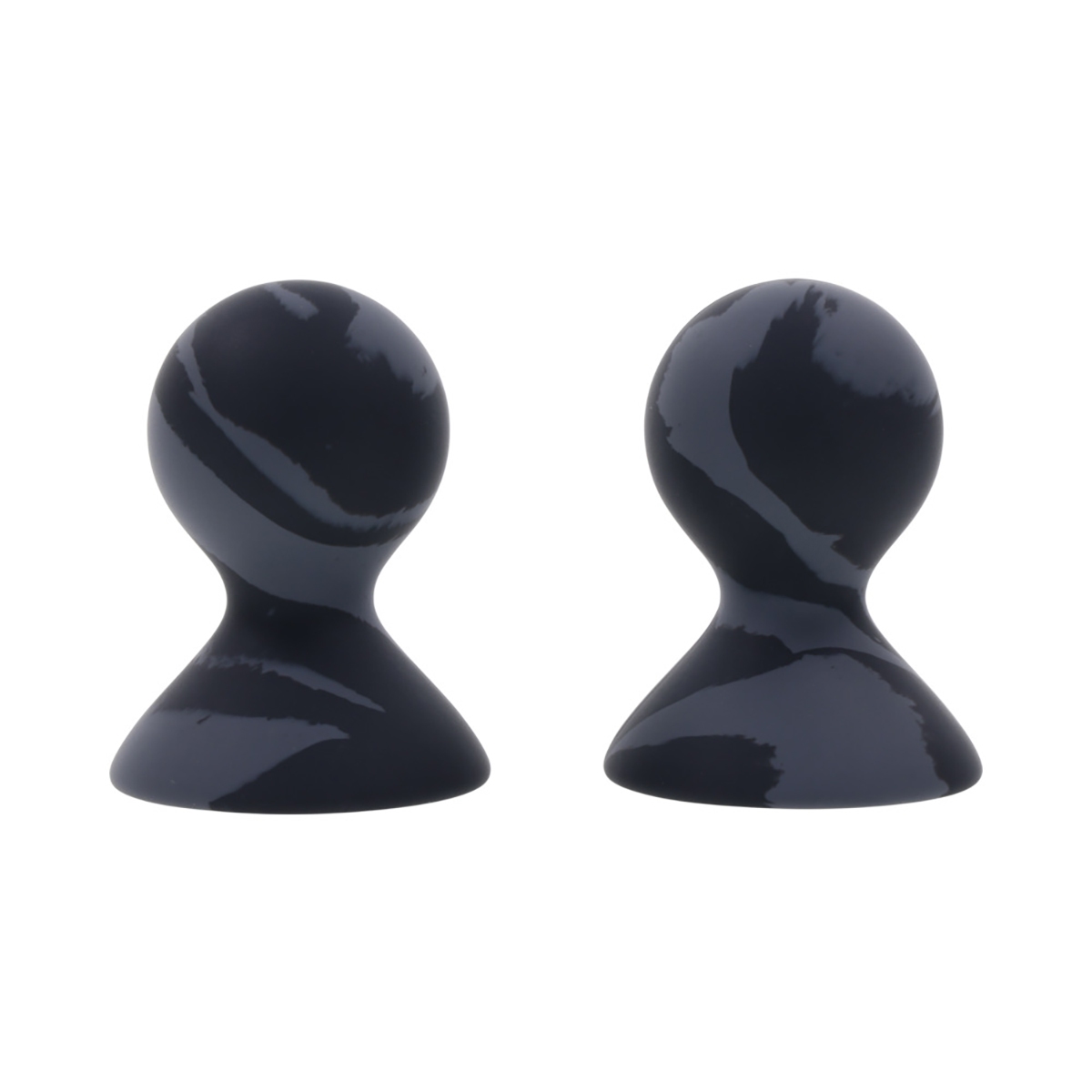 Sportsheets vibrator SS Velvet Noir Silicone Nipple Suckers shown in hand for scale