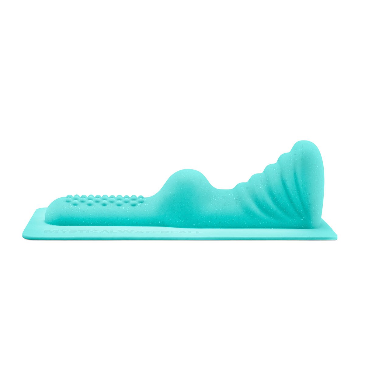 Cowgirl vibrator Unicorn Mystical Waterfall Attachment shown in hand for scale