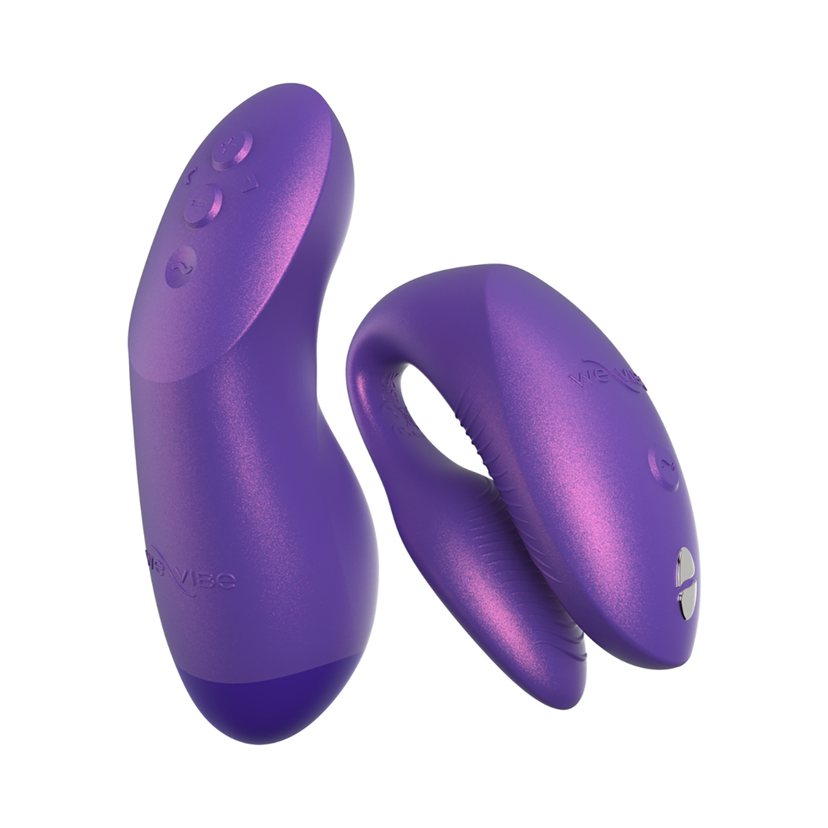 The Purple We-Vibe vibrator resting on soft fabric surface