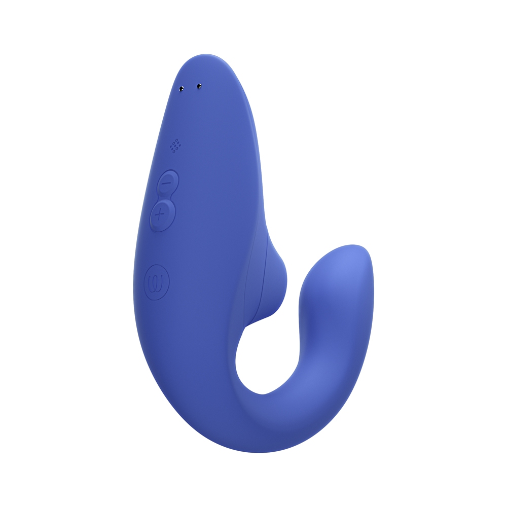 Charging setup for Blue Womanizer vibrator including cable