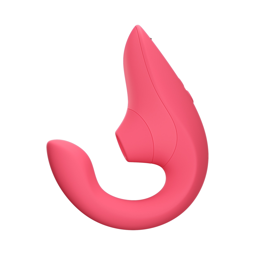 Womanizer vibrator Blend Vibrant Rose shown in hand for scale